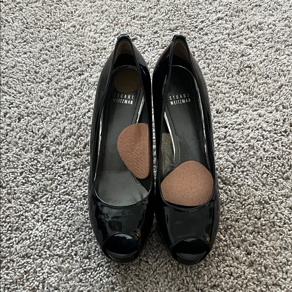 Stuart Weitzman Glossy Black Patent Heels